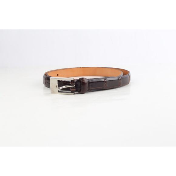Vintage Martin Dingman Brown American Aligator Leather Handmade Skinny Belt XL main image 8